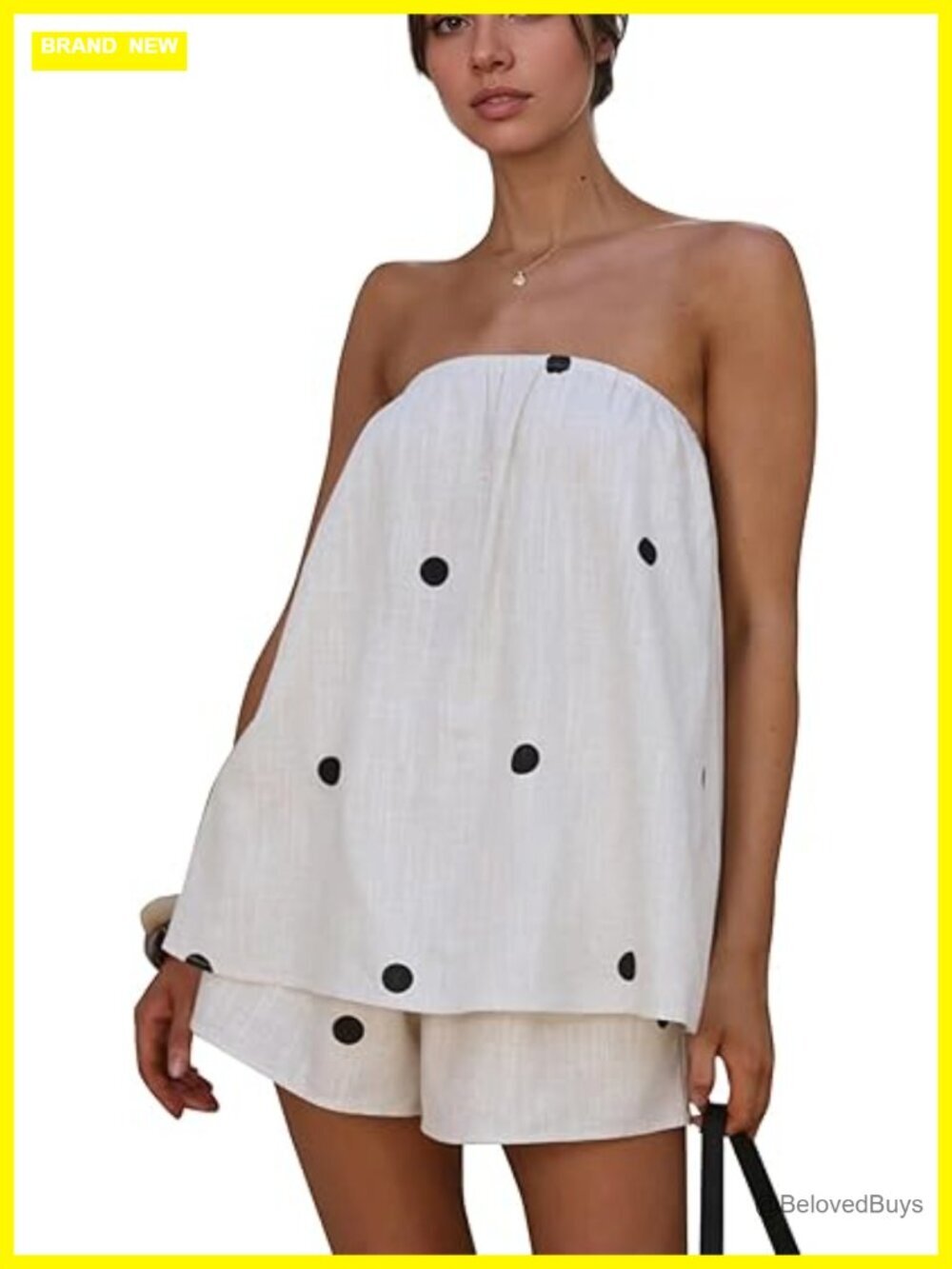 Polka Dot 2 Piece Short Set Lounge Strapless Top Shorts Matching Vacation Outfit